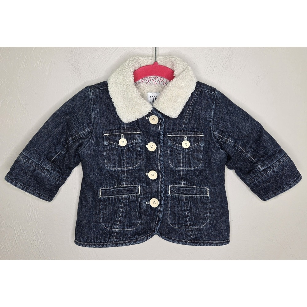 Vintage 2004 Baby GAP‎ Jean Jacket Infant 6-12 Months Lined Warm Button Closure